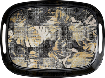 Dribble 100% Pure Melamine Serving Tray with Handle Large, Food Grade, BPA Free, for Kitchen, Dining, Serving Tea, Coffee and Meals, Shape Rectangular, Design: Earthy Bloom