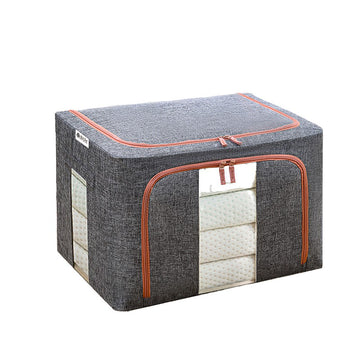 Dribble Foldable Steel Frame Clothes Organizer Storage Box for Wardrobe, Saree, Shirts, and Blankets 24 Ltr Grey