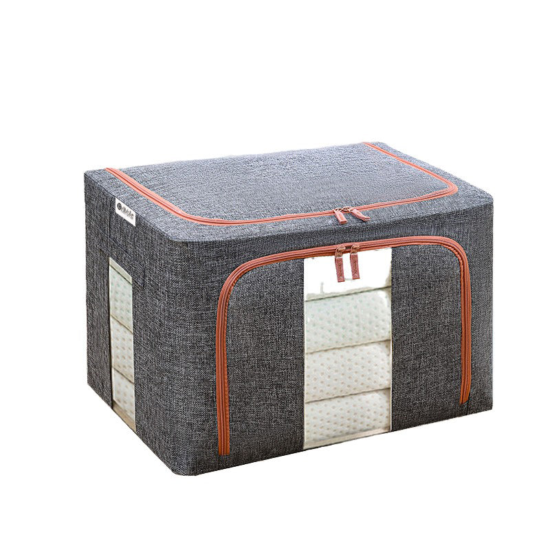 Dribble Foldable Steel Frame Clothes Organizer Storage Box for Wardrobe, Saree, Shirts, and Blankets 24 Ltr Grey