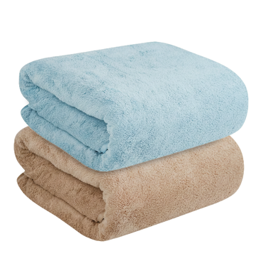 Dribble Coral Fleece 450 GSM Bath Towel 70x140 cm | Ultra Soft, Quick Dry, Highly Absorbent | Lightweight & Skin-Friendly Towel for Bathroom, Gym & Travel, (Brown/Blue, Pack of 2)