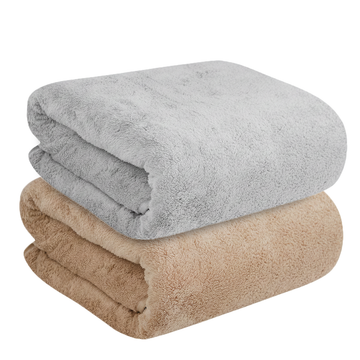 Dribble Coral Fleece 450 GSM Bath Towel 70x140 cm | Ultra Soft, Quick Dry, Highly Absorbent | Lightweight & Skin-Friendly Towel for Bathroom, Gym & Travel, (Brown/Grey, Pack of 2)