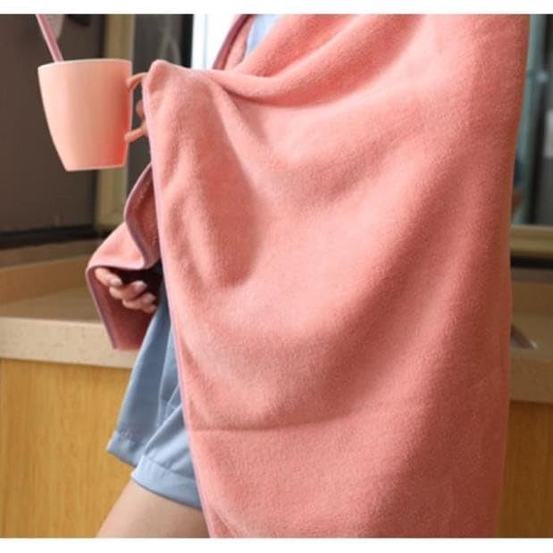 Dribble Coral Fleece Microfiber Towel Set | Ultra Soft & Highly Absorbent Hand Towel + Bath Towel | 450 GSM Quick Dry Towels for Bathroom, Home, Gym & Travel (Pack of 2, Peach)
