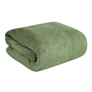 Dribble Coral Fleece Weft Knitting 400 GSM Large Bath Towel 70 x140 cm | Ultra Soft, Quick Dry, Highly Absorbent | Lightweight & Skin-Friendly Towel for Bathroom, Gym & Travel, Green