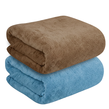 Dribble Coral Fleece weft knitting  400 gsm Bath Towel 70 cm x140 cm |  Ultra Soft, Quick Dry, Highly Absorbent | Lightweight & Skin-Friendly Towel for Bathroom, Gym & Travel, (Brown/Blue, Pack of 2)