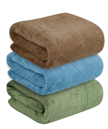 Dribble Coral Fleece weft knitting  400 gsm Bath Towel 70 cm x140 cm |  Ultra Soft, Quick Dry, Highly Absorbent | Lightweight & Skin-Friendly Towel for Bathroom, Gym & Travel, (Brown/Blue/Green, Pack of 3)