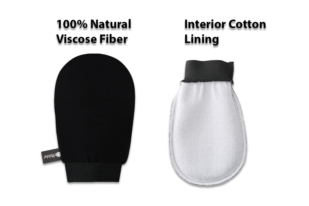 Dribble Premium Double Layer Body Exfoliating Glove & Scrubber for Shower | Deep Exfoliation to Remove Dead Skin & Keratosis Pilaris | 100% Natural Viscose Fiber for Smooth Skin | Reusable Mitt for Self-Tan Prep