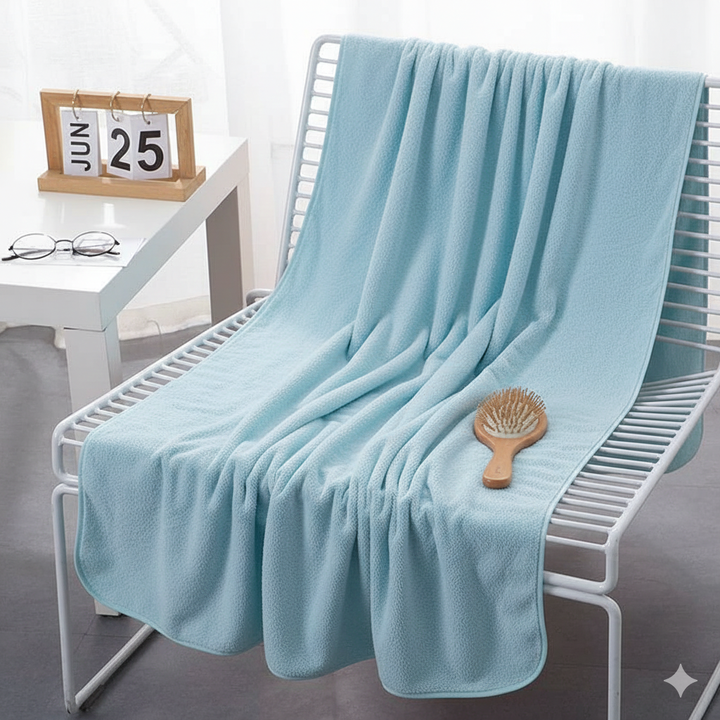 Dribble Coral Fleece Microfiber Towel Set | Ultra Soft & Highly Absorbent Hand Towel + Bath Towel | 450 GSM Quick Dry Towels for Bathroom, Home, Gym & Travel (Pack of 2, Blue)
