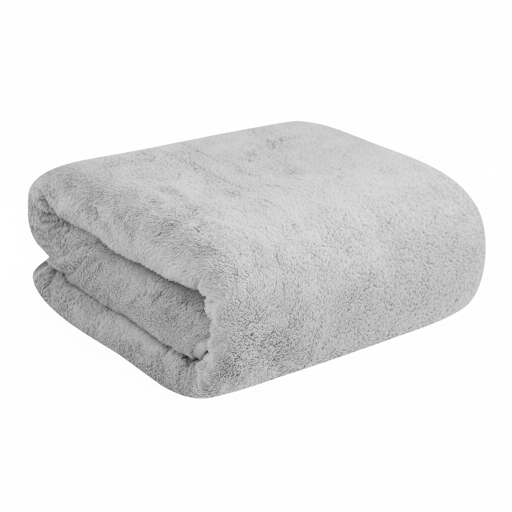 Dribble Coral Fleece 450 GSM Bath Towel 70x140 cm | Ultra Soft, Quick Dry, Highly Absorbent | Lightweight & Skin-Friendly Towel for Bathroom, Gym & Travel, Grey