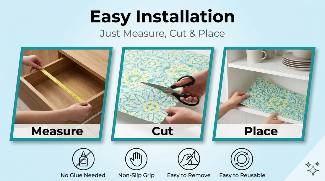 Dribble EVA Shelf Liner Mat 45x500cm Roll, Non Slip Drawer & Cabinet Liner for Kitchen, Waterproof Oilproof Washable Fridge Mat, Anti Skid Cupboard Wardrobe Multipurpose Mat (Green Mandala Art)