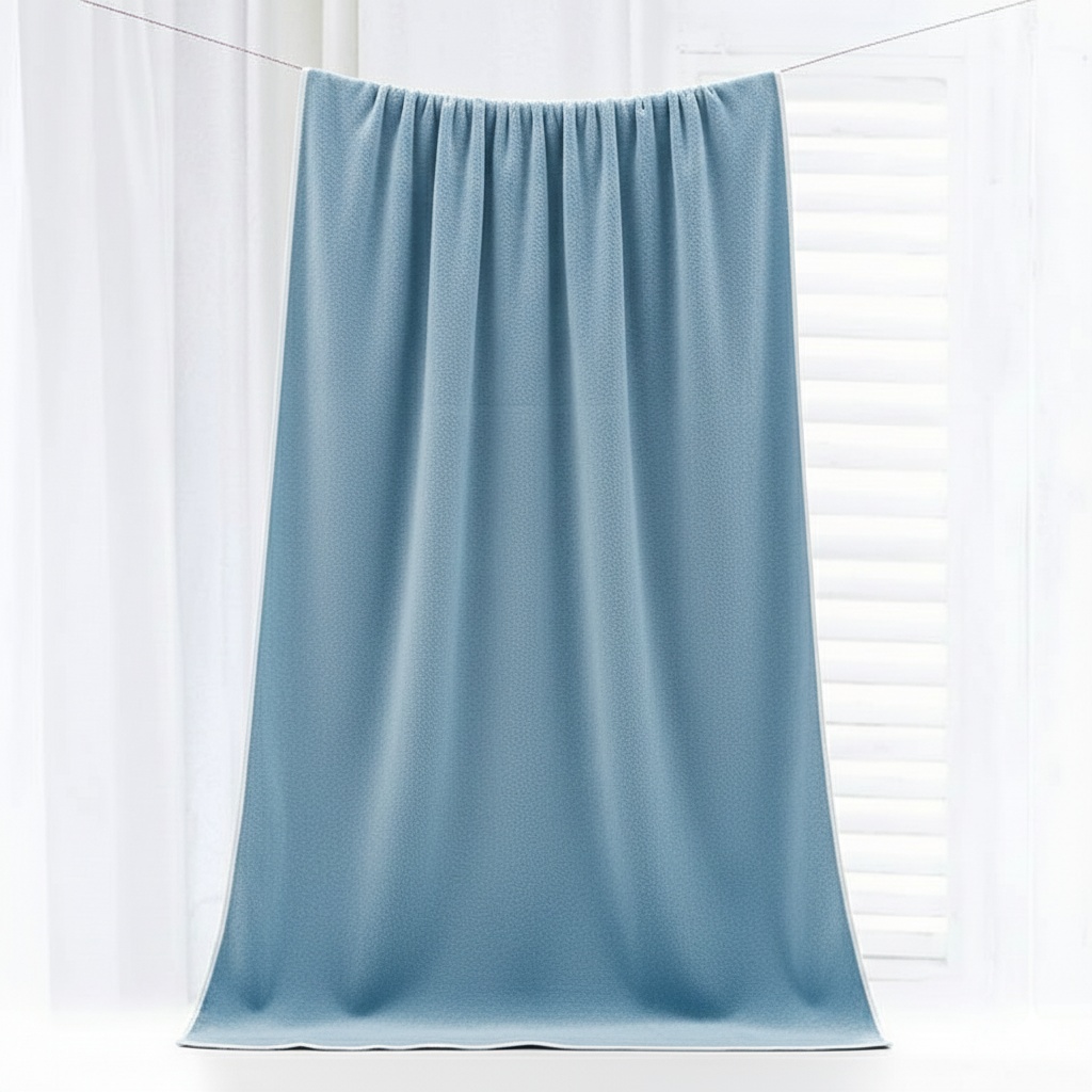 Dribble Coral Fleece Weft Knitting 400 GSM Large Bath Towel 70 x140 cm | Ultra Soft, Quick Dry, Highly Absorbent | Lightweight & Skin-Friendly Towel for Bathroom, Gym & Travel, Blue