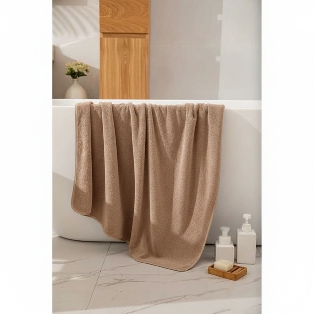 Dribble Coral Fleece 450 GSM Bath Towel 70x140 cm | Ultra Soft, Quick Dry, Highly Absorbent | Lightweight & Skin-Friendly Towel for Bathroom, Gym & Travel, Brown