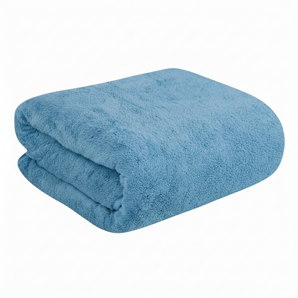 Dribble Coral Fleece Weft Knitting 400 GSM Large Bath Towel 70 x140 cm | Ultra Soft, Quick Dry, Highly Absorbent | Lightweight & Skin-Friendly Towel for Bathroom, Gym & Travel, Blue