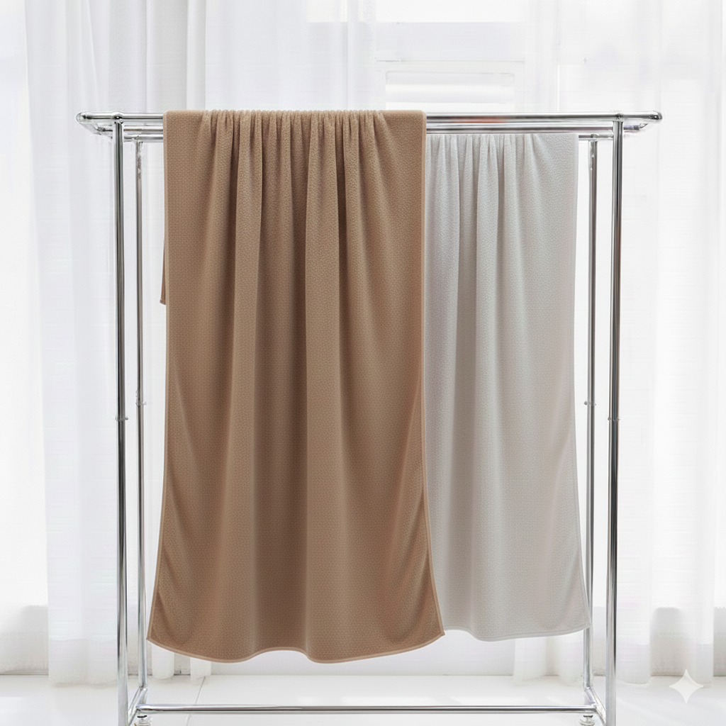 Dribble Coral Fleece 450 GSM Bath Towel 70x140 cm | Ultra Soft, Quick Dry, Highly Absorbent | Lightweight & Skin-Friendly Towel for Bathroom, Gym & Travel, (Brown/Grey, Pack of 2)