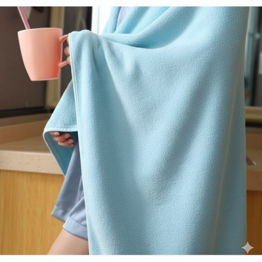 Dribble Coral Fleece 450 GSM Bath Towel 70x140 cm | Ultra Soft, Quick Dry, Highly Absorbent | Lightweight & Skin-Friendly Towel for Bathroom, Gym & Travel, (Brown/Blue, Pack of 2)
