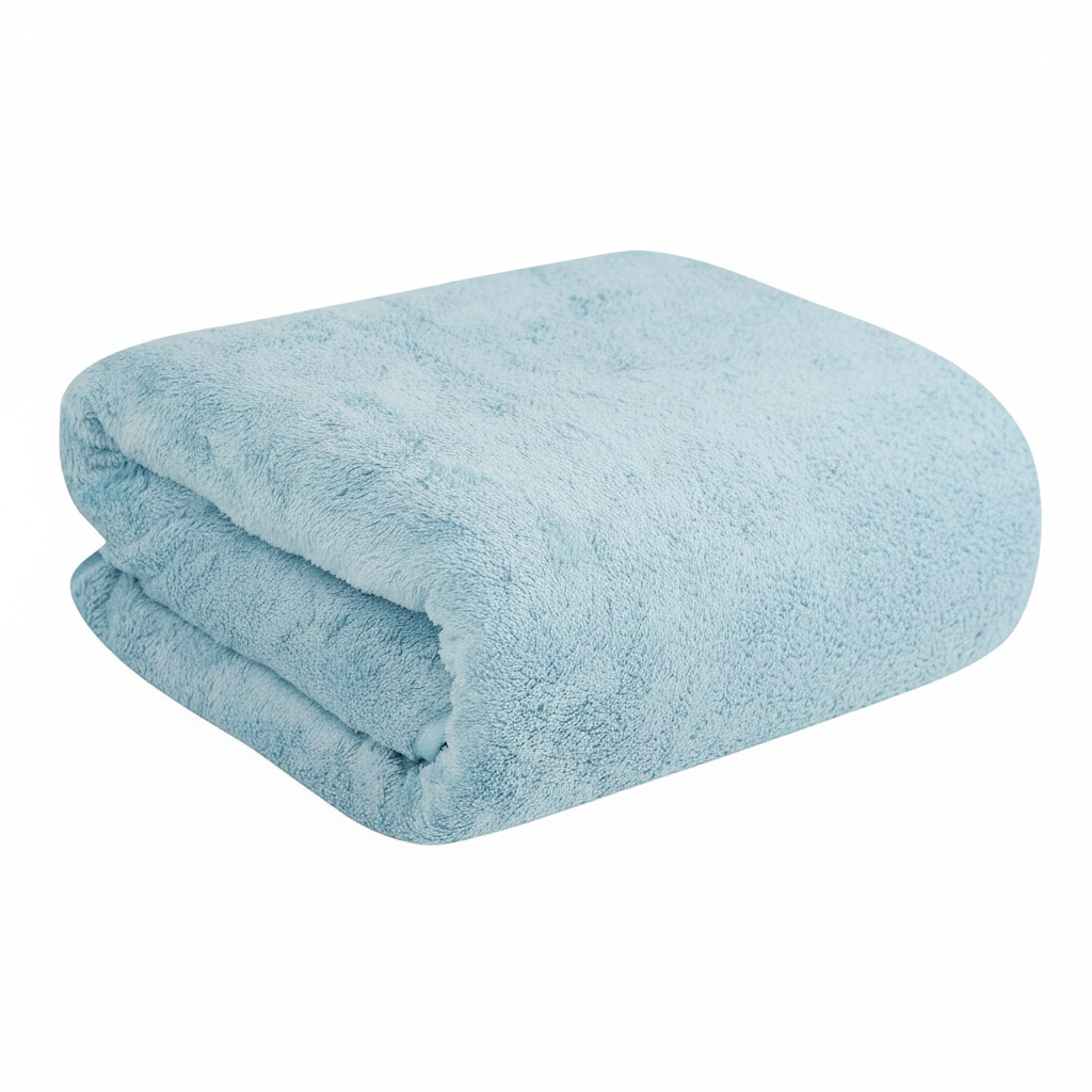 Dribble Coral Fleece 450 GSM Bath Towel 70x140 cm | Ultra Soft, Quick Dry, Highly Absorbent | Lightweight & Skin-Friendly Towel for Bathroom, Gym & Travel, Blue