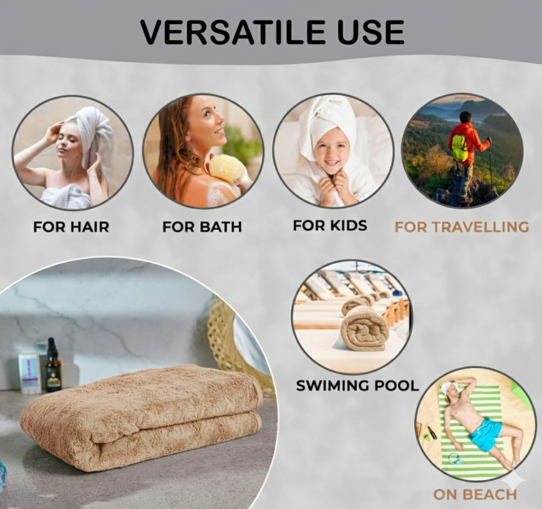 Dribble Coral Fleece weft knitting  400 gsm Bath Towel 70 cm x140 cm |  Ultra Soft, Quick Dry, Highly Absorbent | Lightweight & Skin-Friendly Towel for Bathroom, Gym & Travel, (Brown/Blue/Green, Pack of 3)