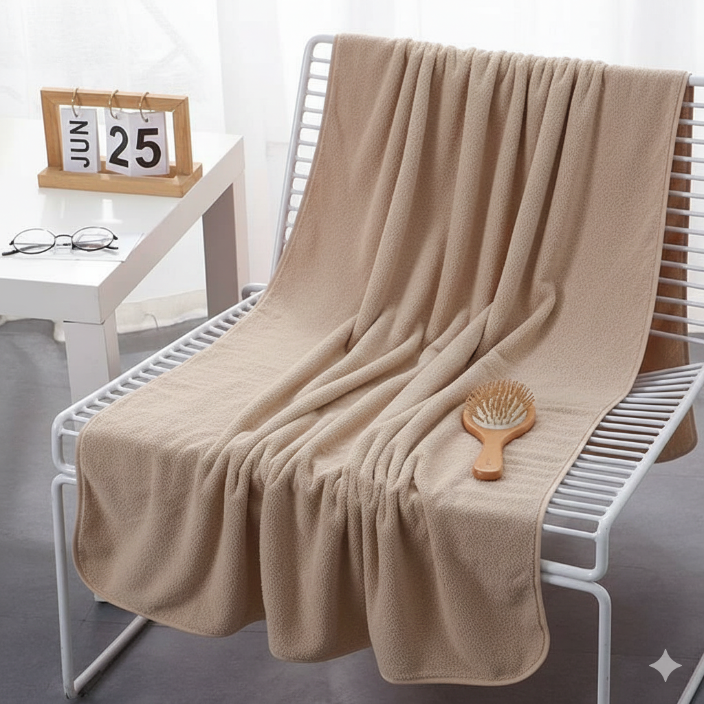 Dribble Coral Fleece Microfiber Towel Set | Ultra Soft & Highly Absorbent Hand Towel + Bath Towel | 450 GSM Quick Dry Towels for Bathroom, Home, Gym & Travel (Pack of 2, Brown)