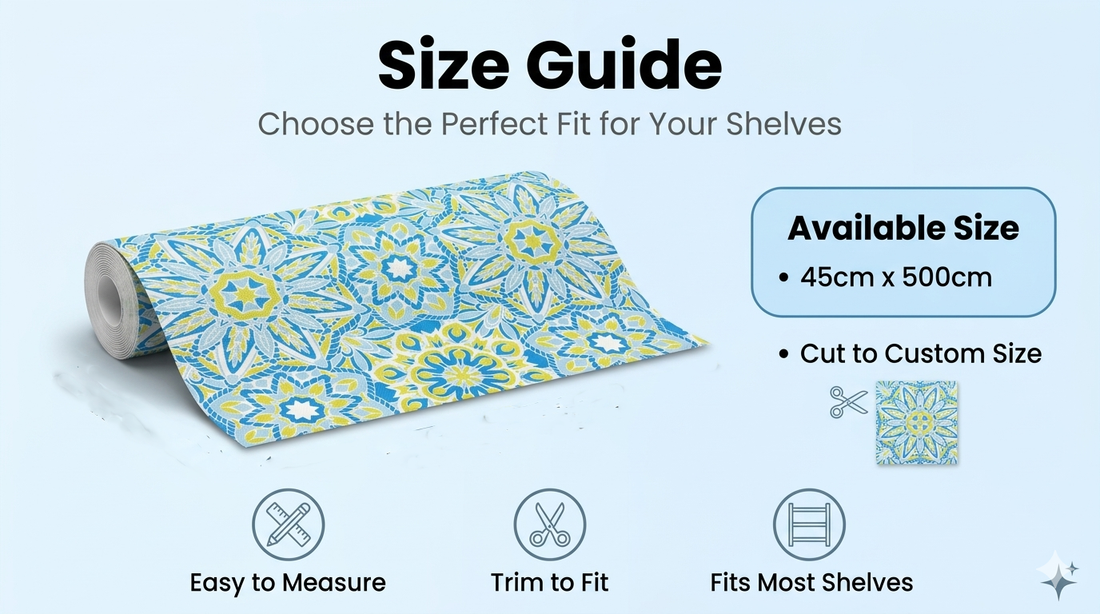 Dribble EVA Shelf Liner Mat 45x500cm Roll, Non Slip Drawer & Cabinet Liner for Kitchen, Waterproof Oilproof Washable Fridge Mat, Anti Skid Cupboard Wardrobe Multipurpose Mat (Yellow/Blue)