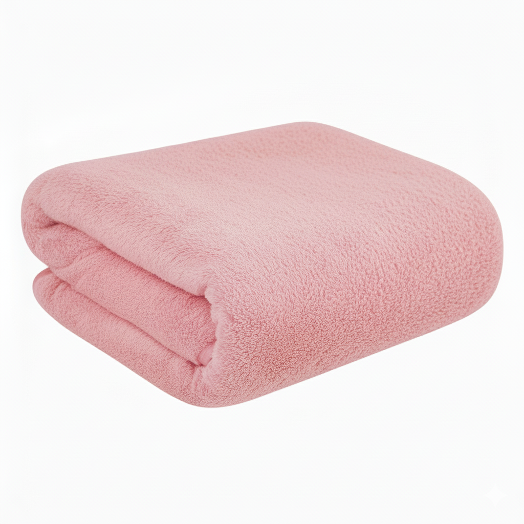 Dribble Coral Fleece Weft Knitting 400 GSM Large Bath Towel 70 x140 cm | Ultra Soft, Quick Dry, Highly Absorbent | Lightweight & Skin-Friendly Towel for Bathroom, Gym & Travel, Pink