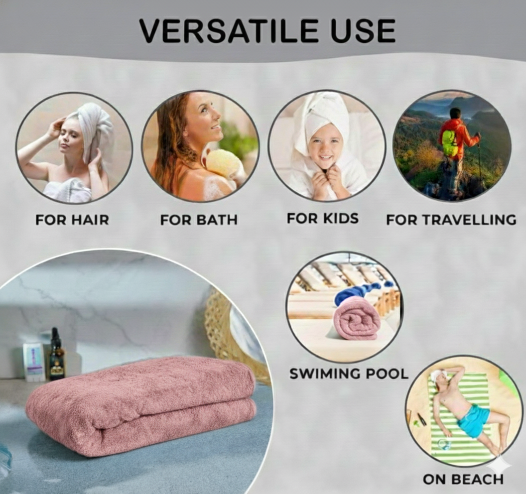 Dribble Coral Fleece weft knitting  400 gsm Bath Towel 70 cm x140 cm |  Ultra Soft, Quick Dry, Highly Absorbent | Lightweight & Skin-Friendly Towel for Bathroom, Gym & Travel, (Pink/Brown/Green, Pack of 3)