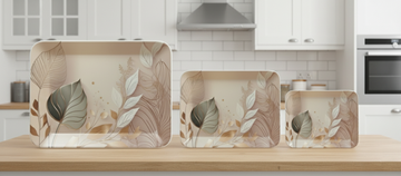 Dribble Melamine Serving Tray Set of 3 (Small [23cm(L) x17cm(W) x2.5cm(H)], Medium [31.5cm(L) x23.5cm(W) x2.5cm(H)], and Large [38cm(L) x27.5cm(W) x2.5cm(H)] Tray) Shape Rectangular, Design: Sparkle