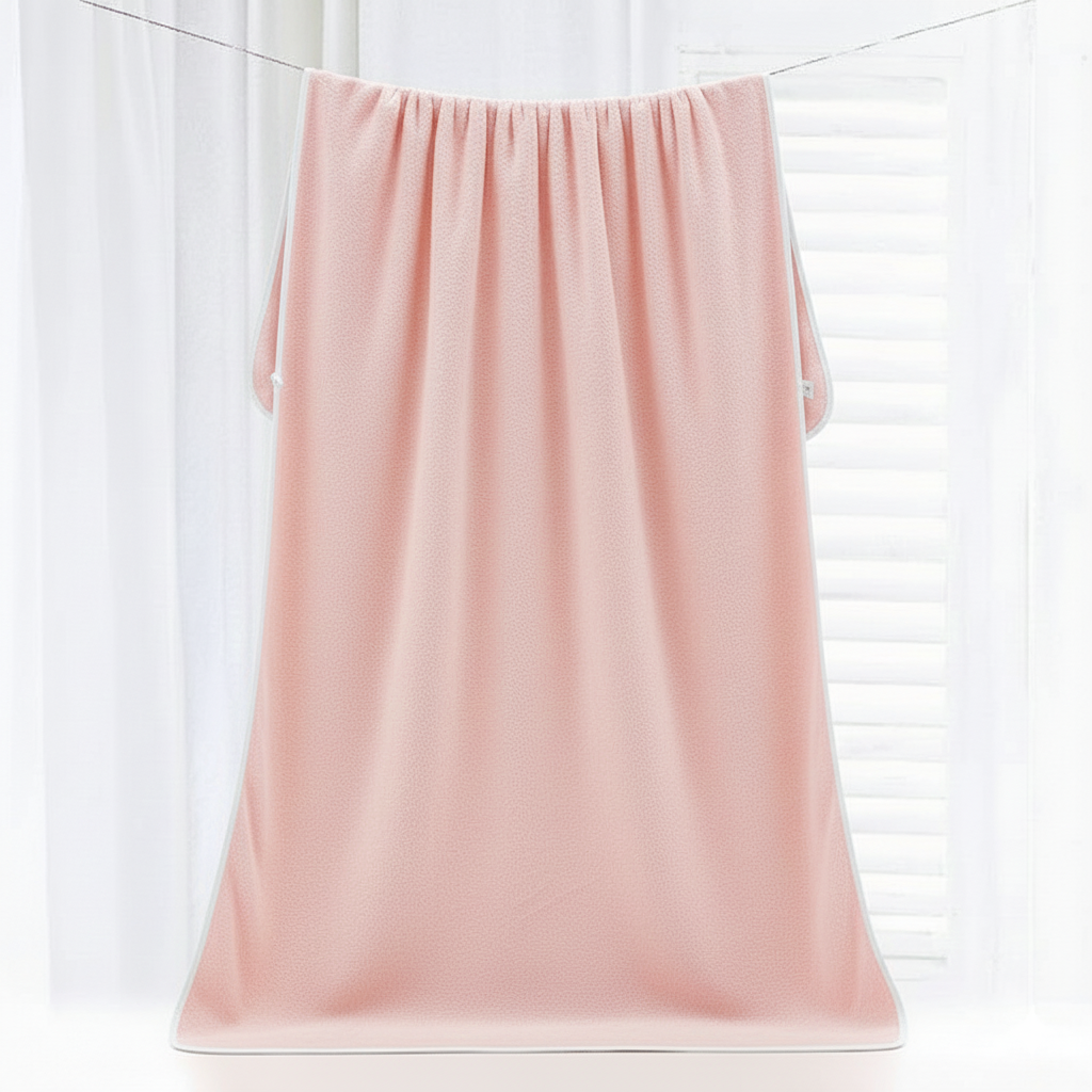 Dribble Coral Fleece Weft Knitting 400 GSM Large Bath Towel 70 x140 cm | Ultra Soft, Quick Dry, Highly Absorbent | Lightweight & Skin-Friendly Towel for Bathroom, Gym & Travel, Pink