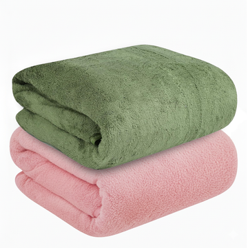 Dribble Coral Fleece weft knitting  400 gsm Bath Towel 70 cm x140 cm |  Ultra Soft, Quick Dry, Highly Absorbent | Lightweight & Skin-Friendly Towel for Bathroom, Gym & Travel, (Pink/Green, Pack of 2)