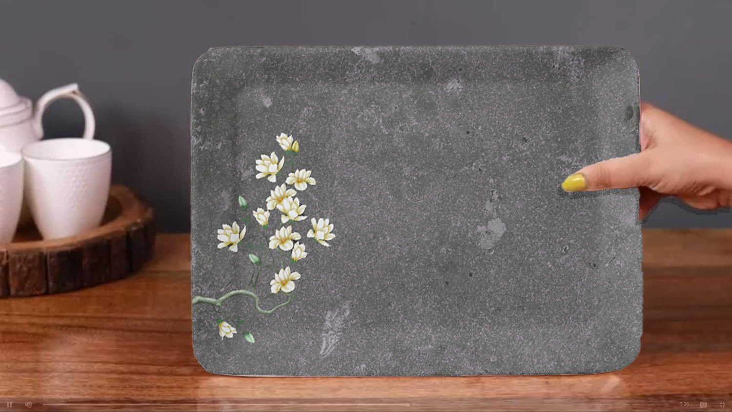 Dribble 100% Pure Melamine Serving Tray Set of 3 (Small, Medium & Large), Food Grade, BPA Free, for Kitchen, Dining, Serving Tea, Coffee and Meals Shape Rectangular, Design: Midnight Bloom