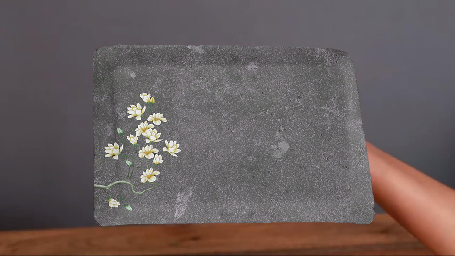 Dribble 100% Pure Melamine Serving Tray Set of 3 (Small, Medium & Large), Food Grade, BPA Free, for Kitchen, Dining, Serving Tea, Coffee and Meals Shape Rectangular, Design: Midnight Bloom