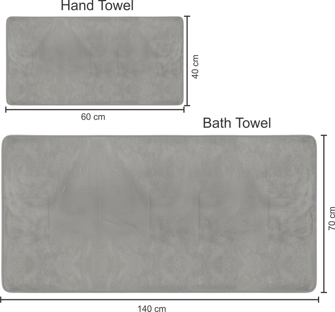 Dribble Coral Fleece Microfiber Towel Set | Ultra Soft & Highly Absorbent Hand Towel + Bath Towel | 450 GSM Quick Dry Towels for Bathroom, Home, Gym & Travel (Pack of 2, Grey)