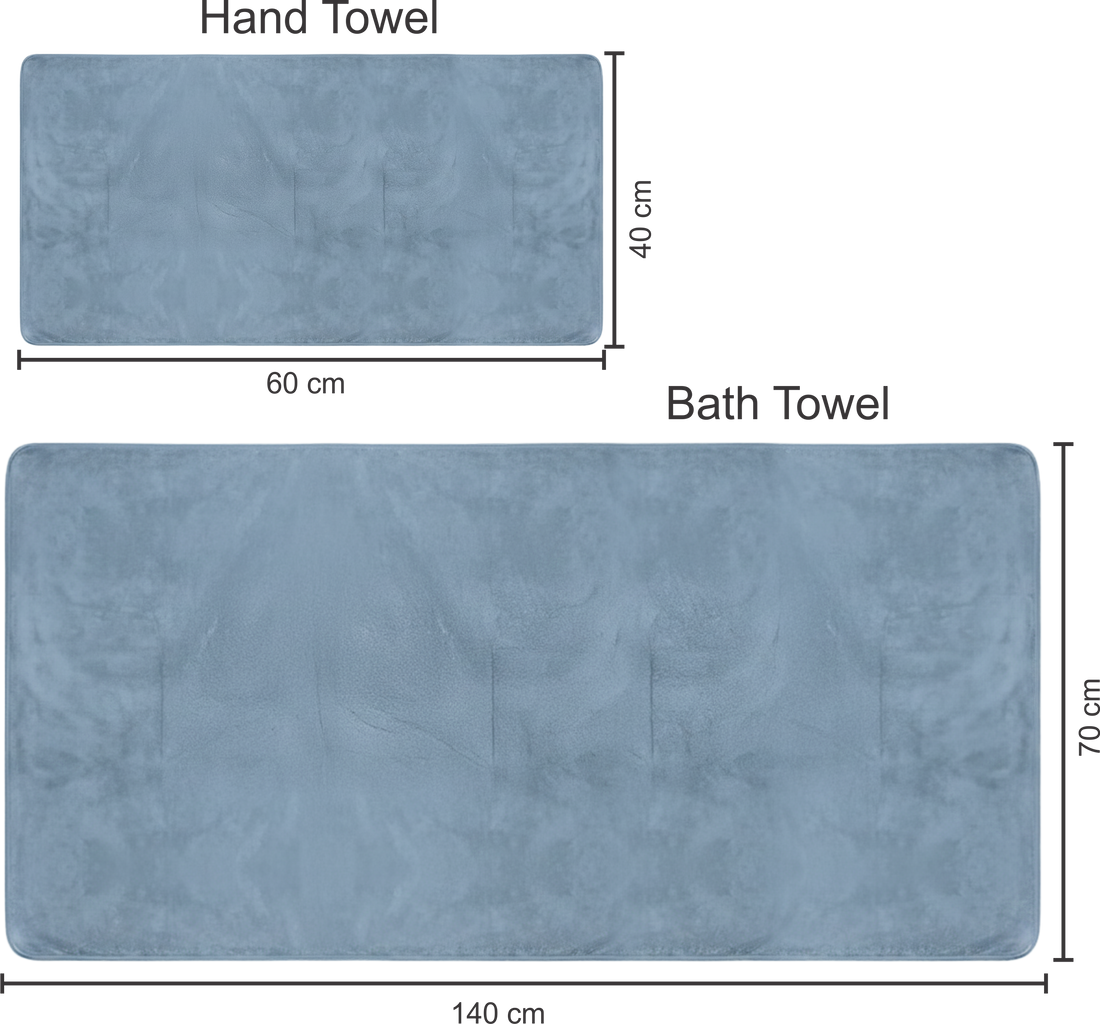 Dribble Coral Fleece Microfiber Towel Set | Ultra Soft & Highly Absorbent Hand Towel + Bath Towel | 450 GSM Quick Dry Towels for Bathroom, Home, Gym & Travel (Pack of 2, Blue)