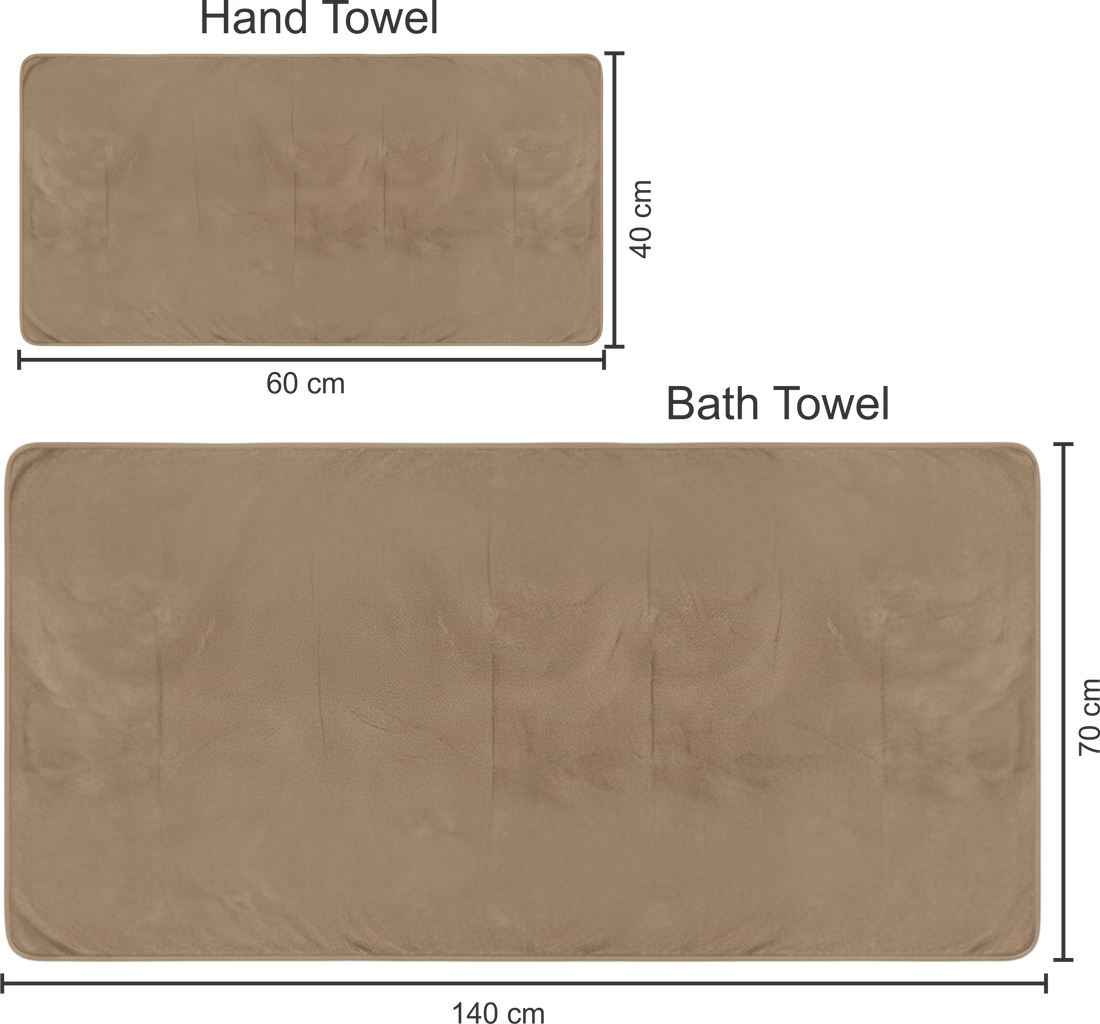 Dribble Coral Fleece Microfiber Towel Set | Ultra Soft & Highly Absorbent Hand Towel + Bath Towel | 450 GSM Quick Dry Towels for Bathroom, Home, Gym & Travel (Pack of 2, Brown)
