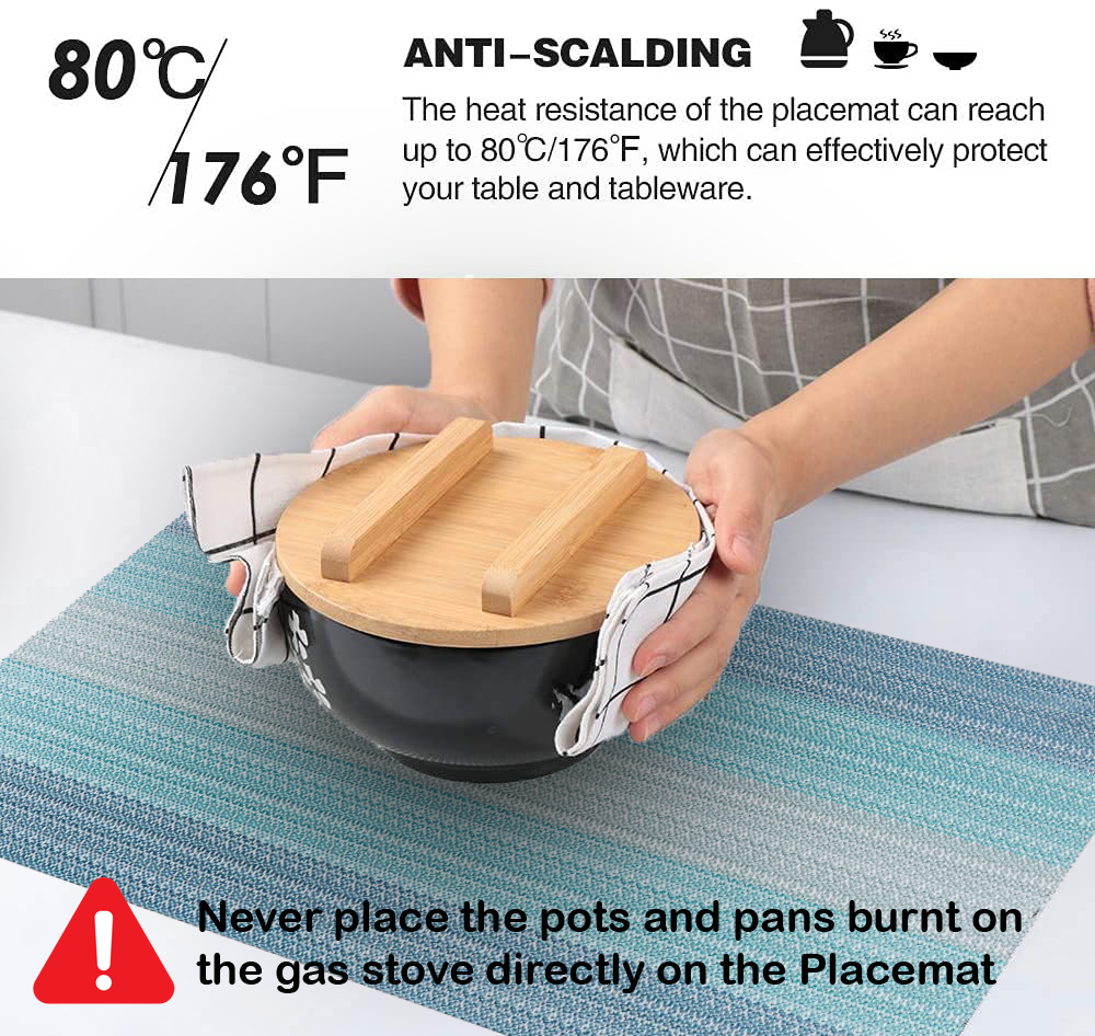 Dribble Premium PVC Placemats Set of 4 | Heat-Resistant, Washable, Waterproof Table Mats | Anti-Slip Dining Table Placemats for Kitchen & Home Decor – 45x30cm, Design - Mayura Blue