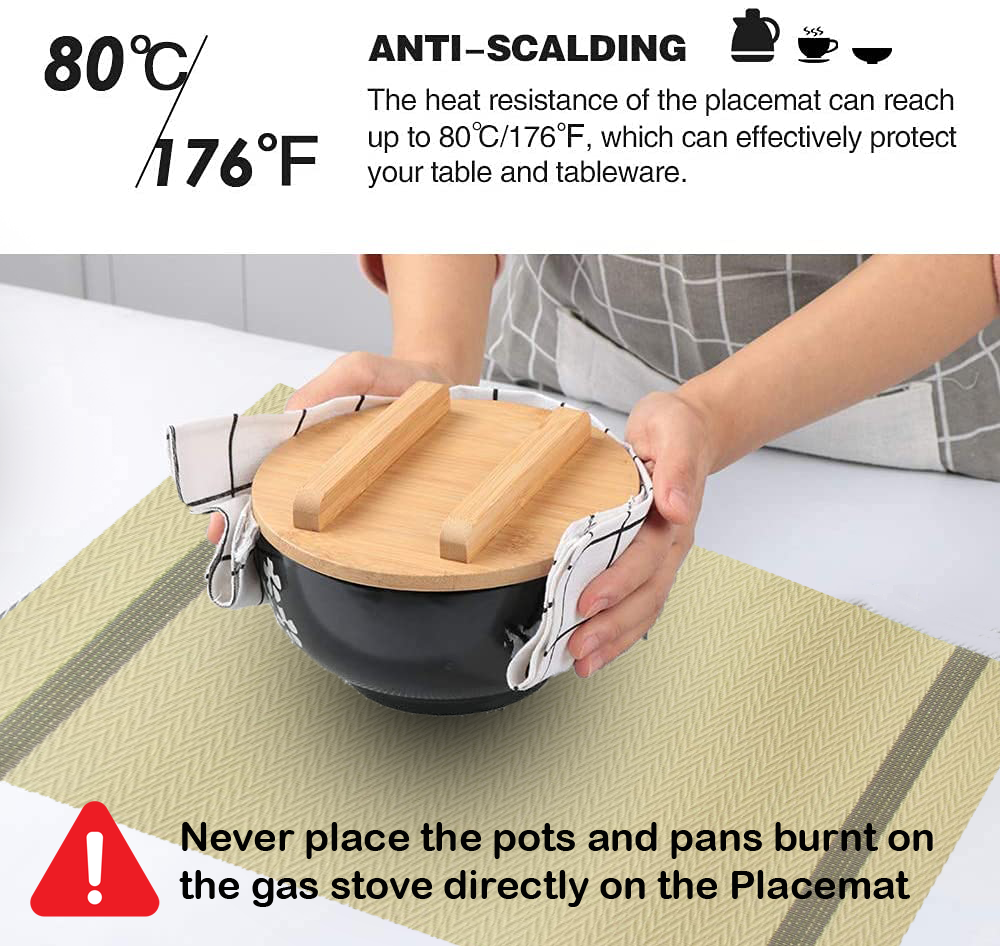 Dribble Premium PVC Placemats Set of 6 | Heat-Resistant, Washable, Waterproof Table Mats | Anti-Slip Dining Table Placemats for Kitchen & Home Decor – 45x30cm, Design - Ivory Charm