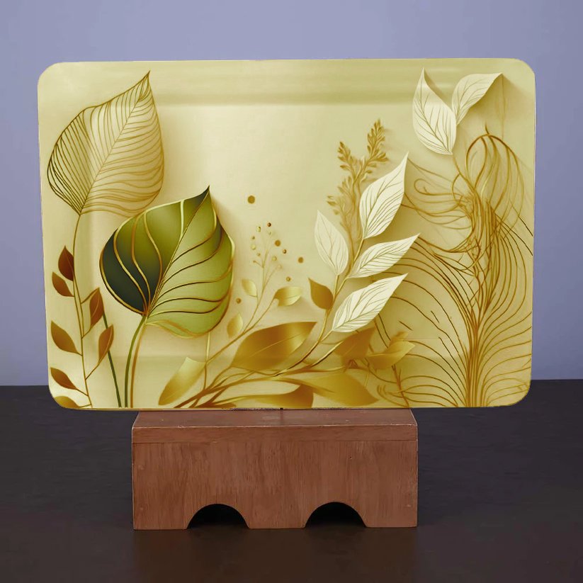 Dribble Melamine Serving Tray Set of 3 (Small [23cm(L) x17cm(W) x2.5cm(H)], Medium [31.5cm(L) x23.5cm(W) x2.5cm(H)], and Large [38cm(L) x27.5cm(W) x2.5cm(H)] Tray) Shape Rectangular, Design: Sparkle