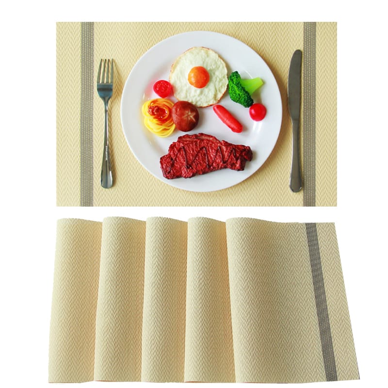 Dribble Premium PVC Placemats Set of 6 | Heat-Resistant, Washable, Waterproof Table Mats | Anti-Slip Dining Table Placemats for Kitchen & Home Decor – 45x30cm, Design - Ivory Charm