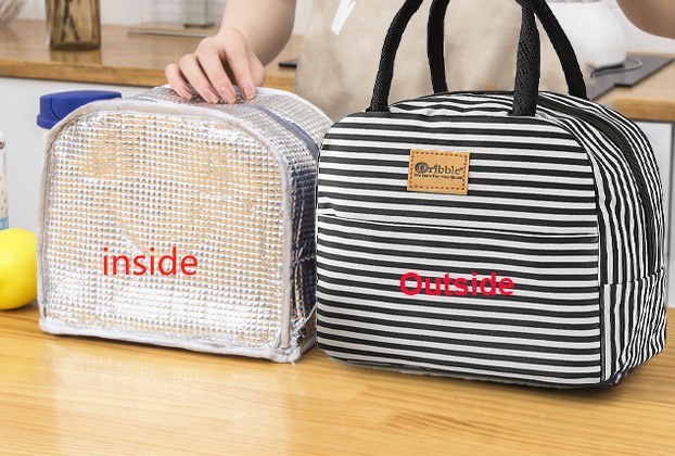 Dribble Insulated Lunch Bag for Office, School, Men, Women, Tiffin Pouch Bag, Hot & Cold Lunch Box Bags for Boys, and Girls, Black & White, Size - 22 x 13 x 18 cm