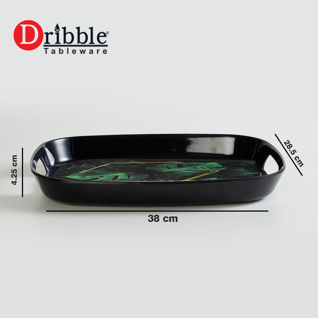 Dribble 100% Pure Melamine Serving Tray with Handle Large, Food Grade, BPA Free, for Kitchen, Dining, Serving Tea, Coffee and Meals, Shape Rectangular, Design: Night Safari