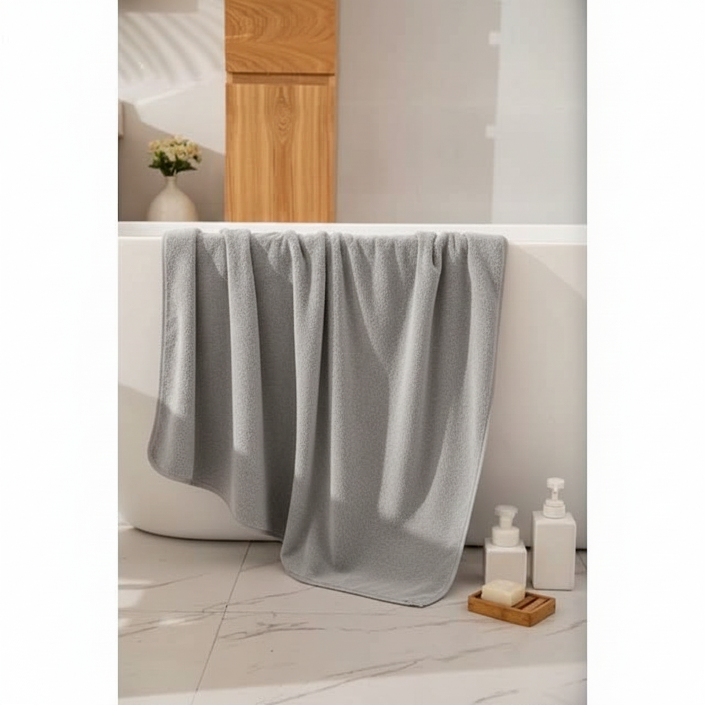 Dribble Coral Fleece Microfiber Towel Set | Ultra Soft & Highly Absorbent Hand Towel + Bath Towel | 450 GSM Quick Dry Towels for Bathroom, Home, Gym & Travel (Pack of 2, Grey)