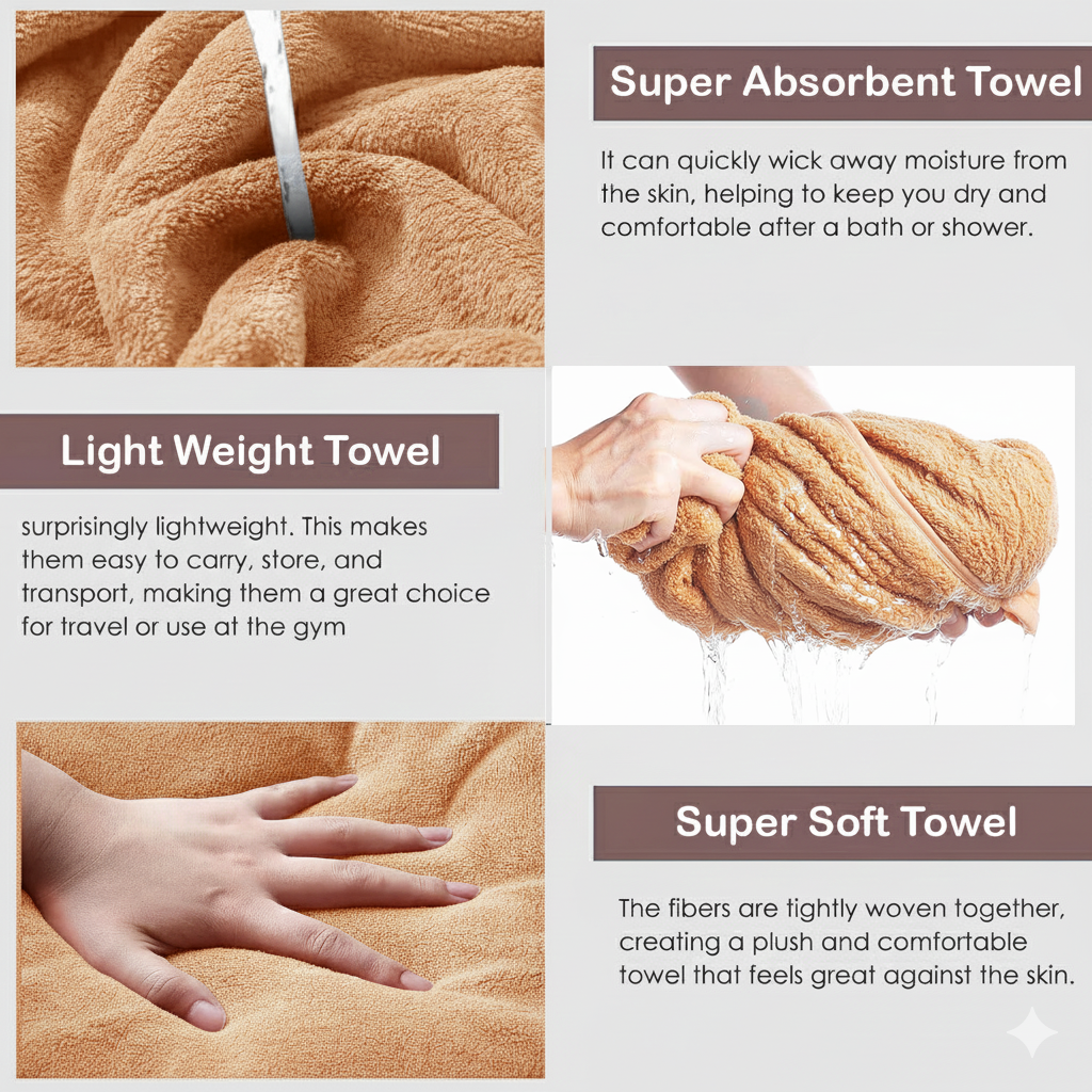 Dribble Coral Fleece Microfiber Towel Set | Ultra Soft & Highly Absorbent Hand Towel + Bath Towel | 450 GSM Quick Dry Towels for Bathroom, Home, Gym & Travel (Pack of 2, Peach)
