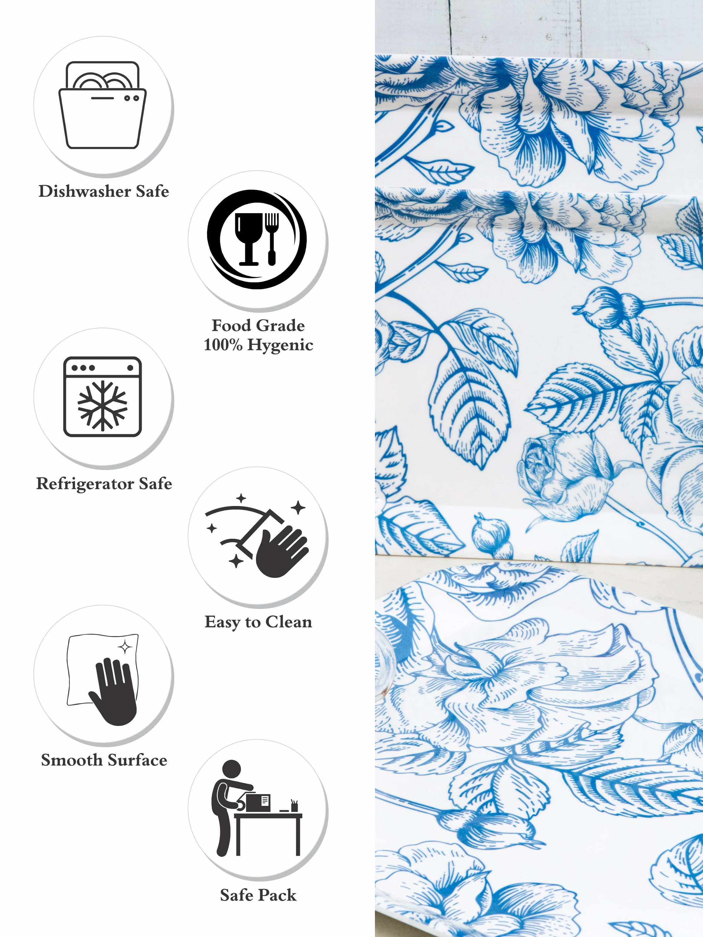 Dribble Melamine Serving Tray Set of 3 (Small [23cm(L)x17cm(W)x2.5cm(H)], Medium [31.5cm(L)x23.5cm(W)x2.5cm(H)], and Large [38cm(L)x27.5cm(W)x2.5cm(H)] Tray) Shape: Rectangular, Design: Mystical Blue