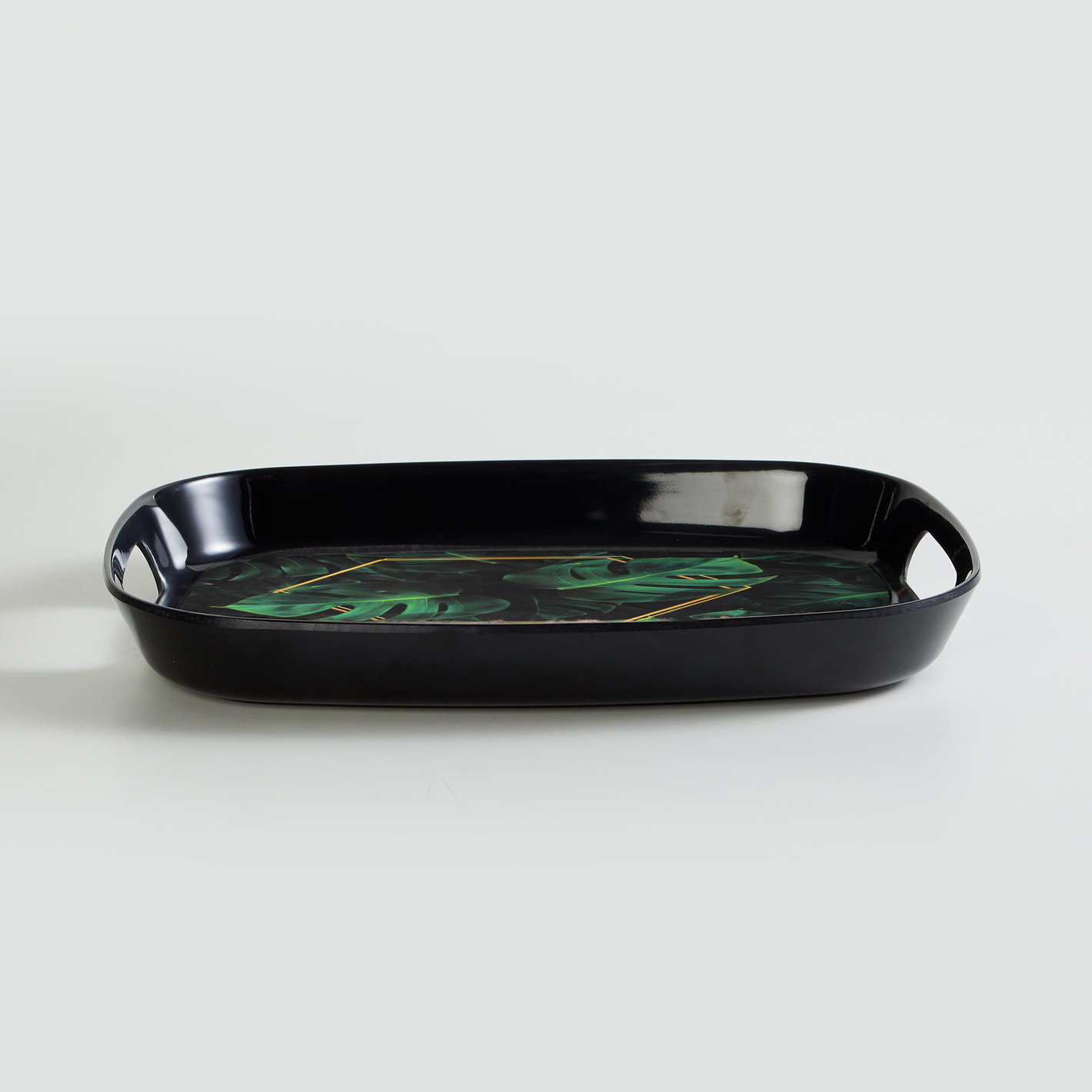 Dribble 100% Pure Melamine Serving Tray with Handle Small, Food Grade, BPA Free, for Kitchen, Dining, Serving Tea, Coffee and Meals, Shape Rectangular, Design: Night Safari