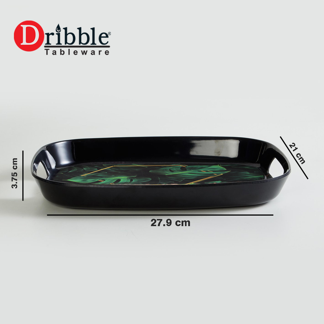 Dribble 100% Pure Melamine Serving Tray with Handle Small, Food Grade, BPA Free, for Kitchen, Dining, Serving Tea, Coffee and Meals, Shape Rectangular, Design: Night Safari