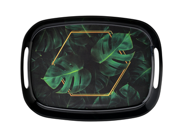 Dribble 100% Pure Melamine Serving Tray with Handle Small, Food Grade, BPA Free, for Kitchen, Dining, Serving Tea, Coffee and Meals, Shape Rectangular, Design: Night Safari