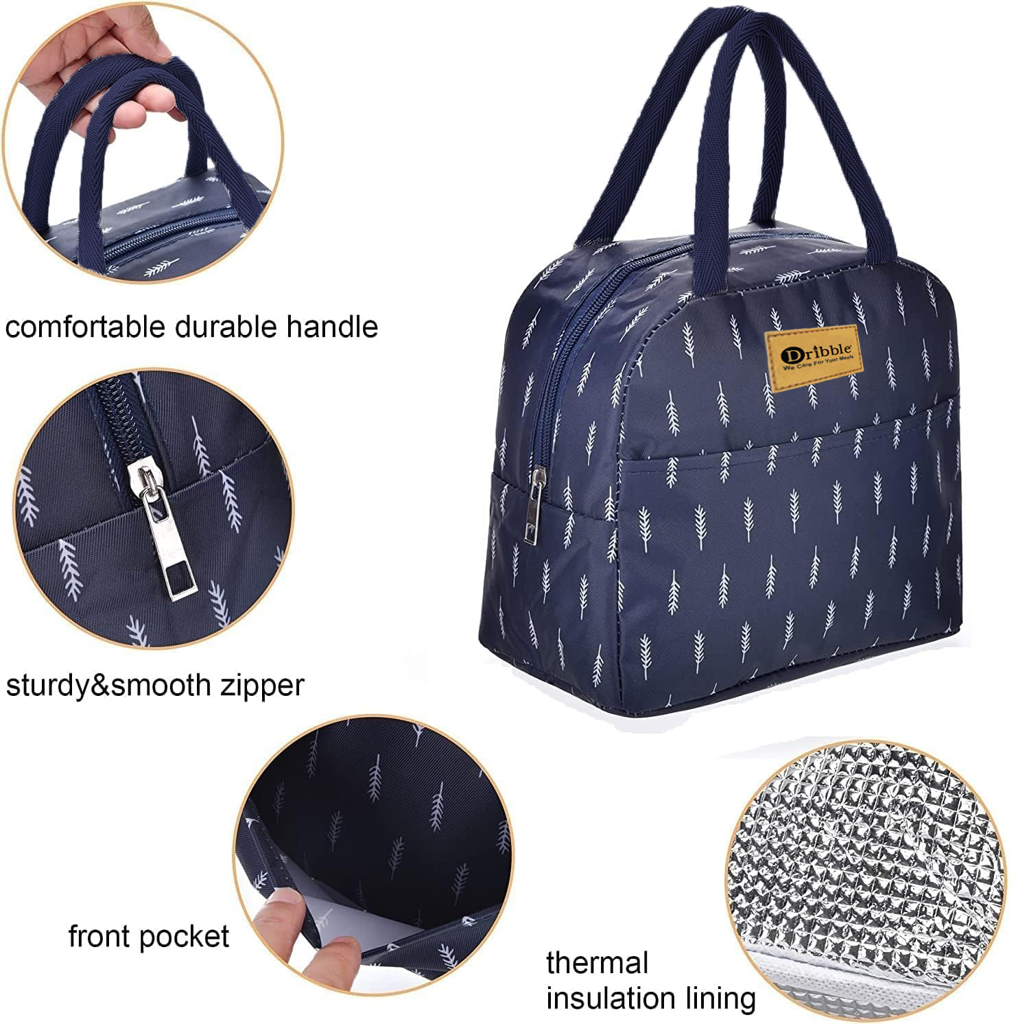 Dribble Insulated Lunch Bag for Office, School, Men, Women, Tiffin Pouch Bag, Hot & Cold Lunch Box Bags for Boys, and Girls, Blue, Size - 22 x 13 x 18 cm