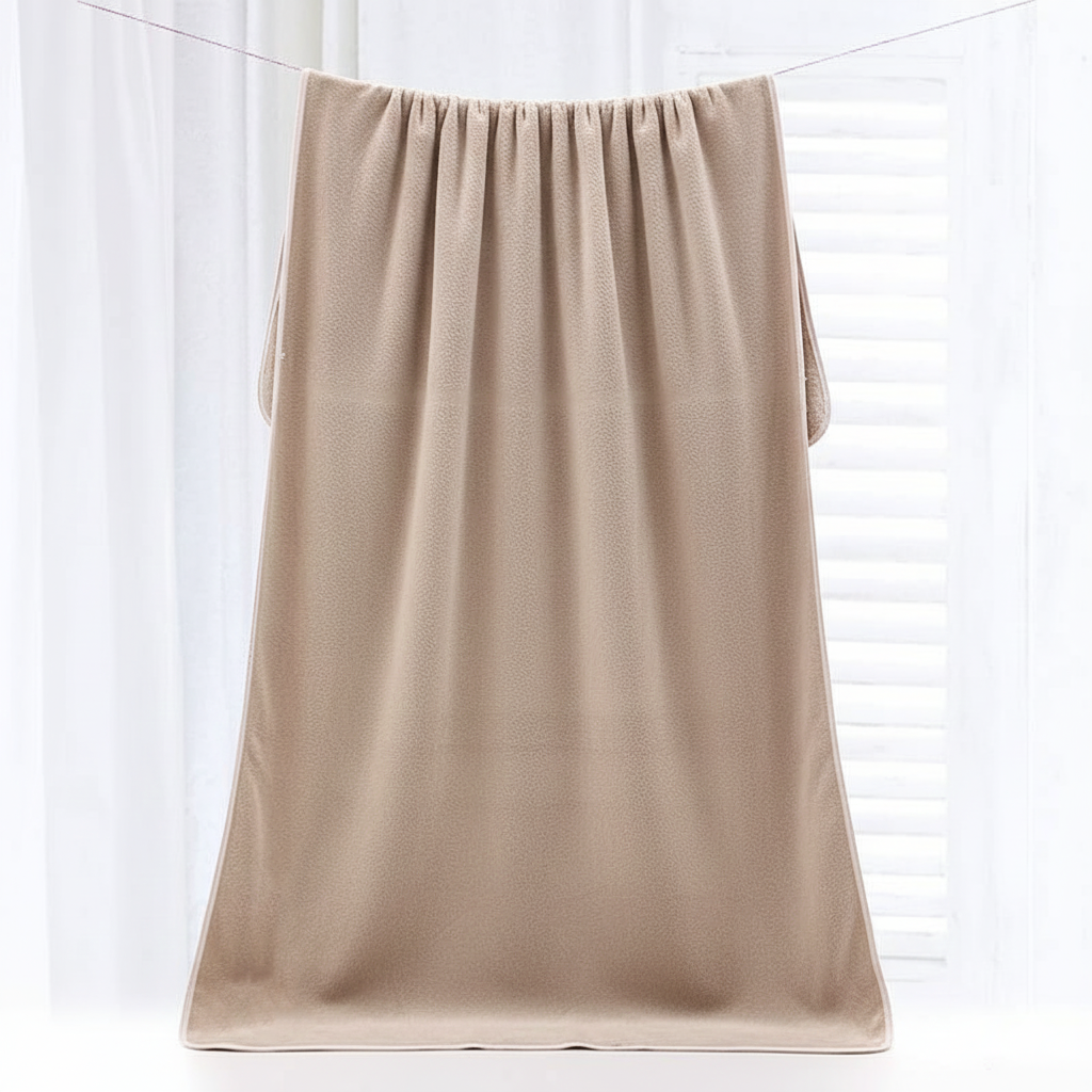 Dribble Coral Fleece 450 GSM Bath Towel 70x140 cm | Ultra Soft, Quick Dry, Highly Absorbent | Lightweight & Skin-Friendly Towel for Bathroom, Gym & Travel, Brown