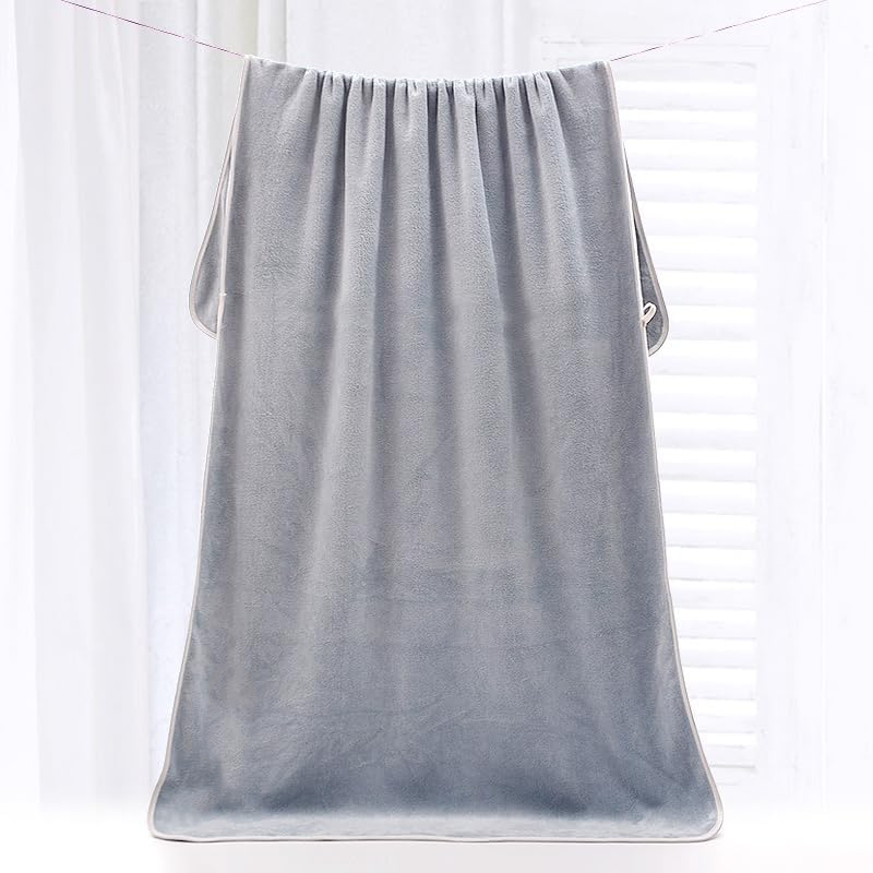 Dribble Coral Fleece 450 GSM Bath Towel 70x140 cm | Ultra Soft, Quick Dry, Highly Absorbent | Lightweight & Skin-Friendly Towel for Bathroom, Gym & Travel, Grey