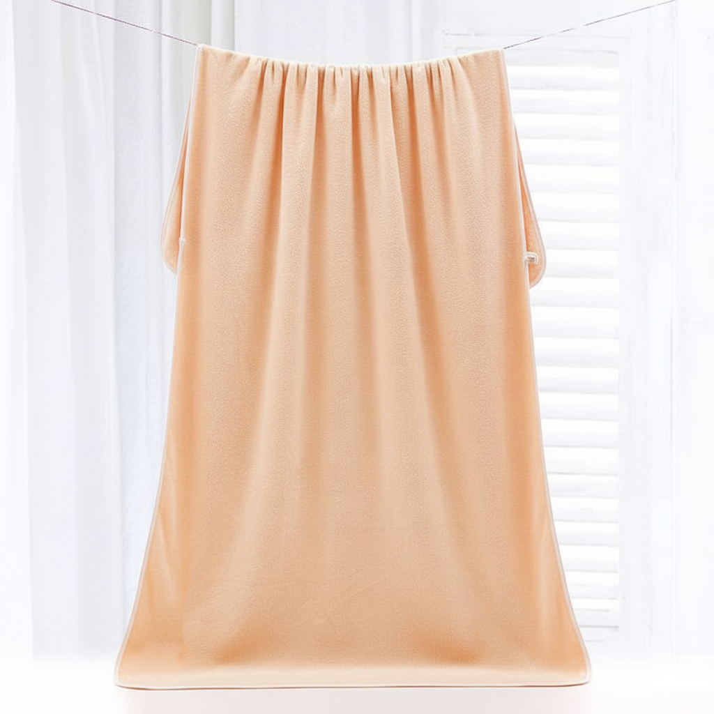 Dribble Coral Fleece 450 GSM Bath Towel 70x140 cm | Ultra Soft, Quick Dry, Highly Absorbent | Lightweight & Skin-Friendly Towel for Bathroom, Gym & Travel, Peach