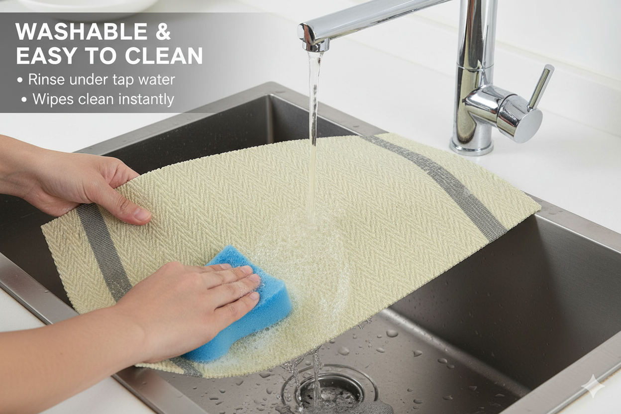 Dribble Premium PVC Placemats Set of 6 | Heat-Resistant, Washable, Waterproof Table Mats | Anti-Slip Dining Table Placemats for Kitchen & Home Decor – 45x30cm, Design - Ivory Charm