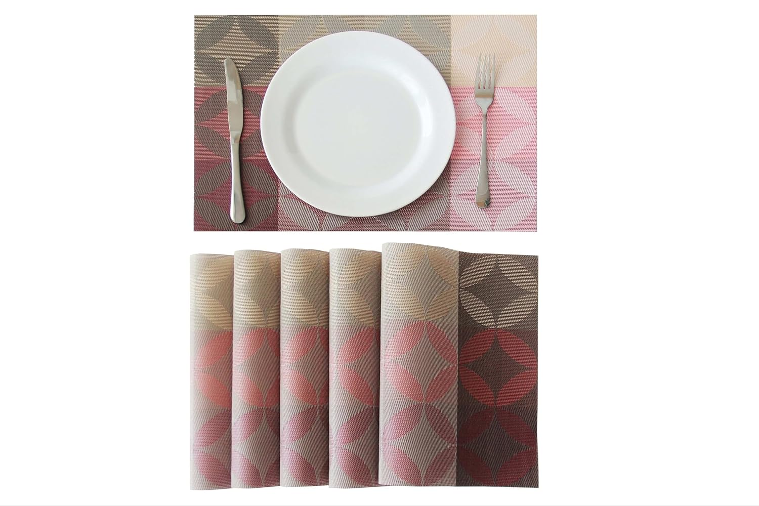 Dribble PVC Placemats Set of 6 | Heat-Resistant, Washable, Waterproof Table Mats | Anti-Slip Dining Table Placemats for Kitchen & Home Decor – 45x30cm, Design -Mosaic